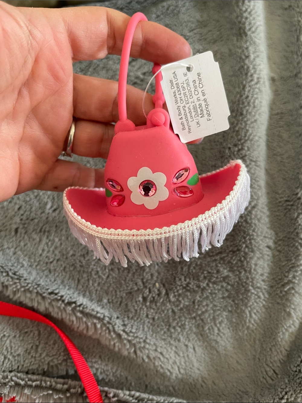 Bath & Body Works Pink Mini Cowgirl Hat tassels sanitizer pocketbac holder